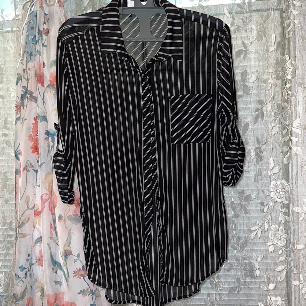 Sheer Button Up Blouse